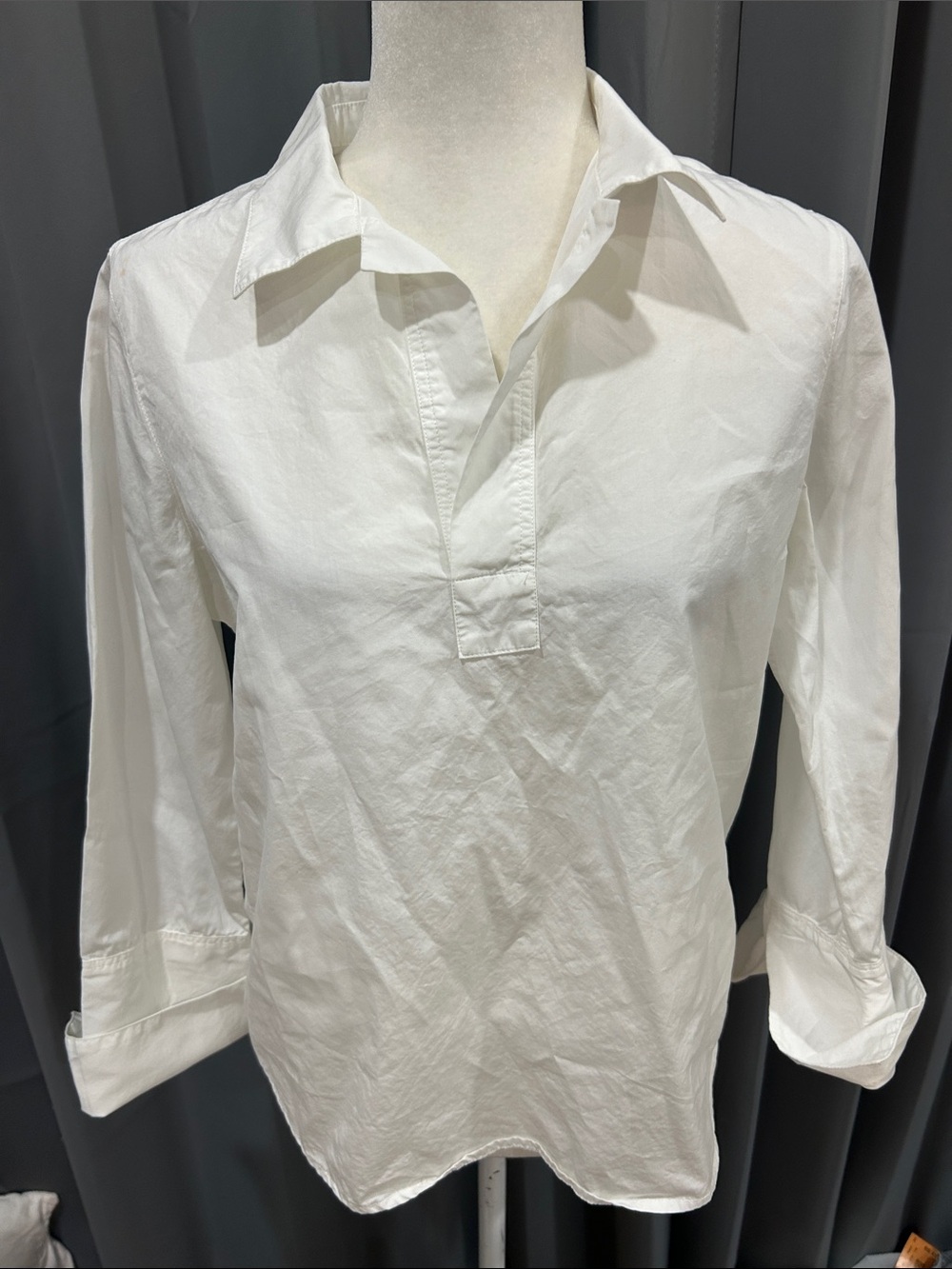 KULE White Long-Sleeve Popover Shirt